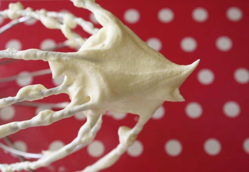 Frosting on a whisk.