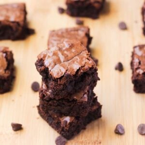 A stack of chewy fudge brownies.