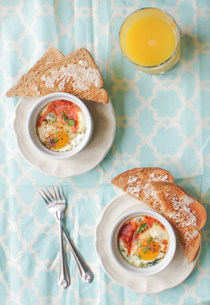 Baked Eggs in ramikins. 