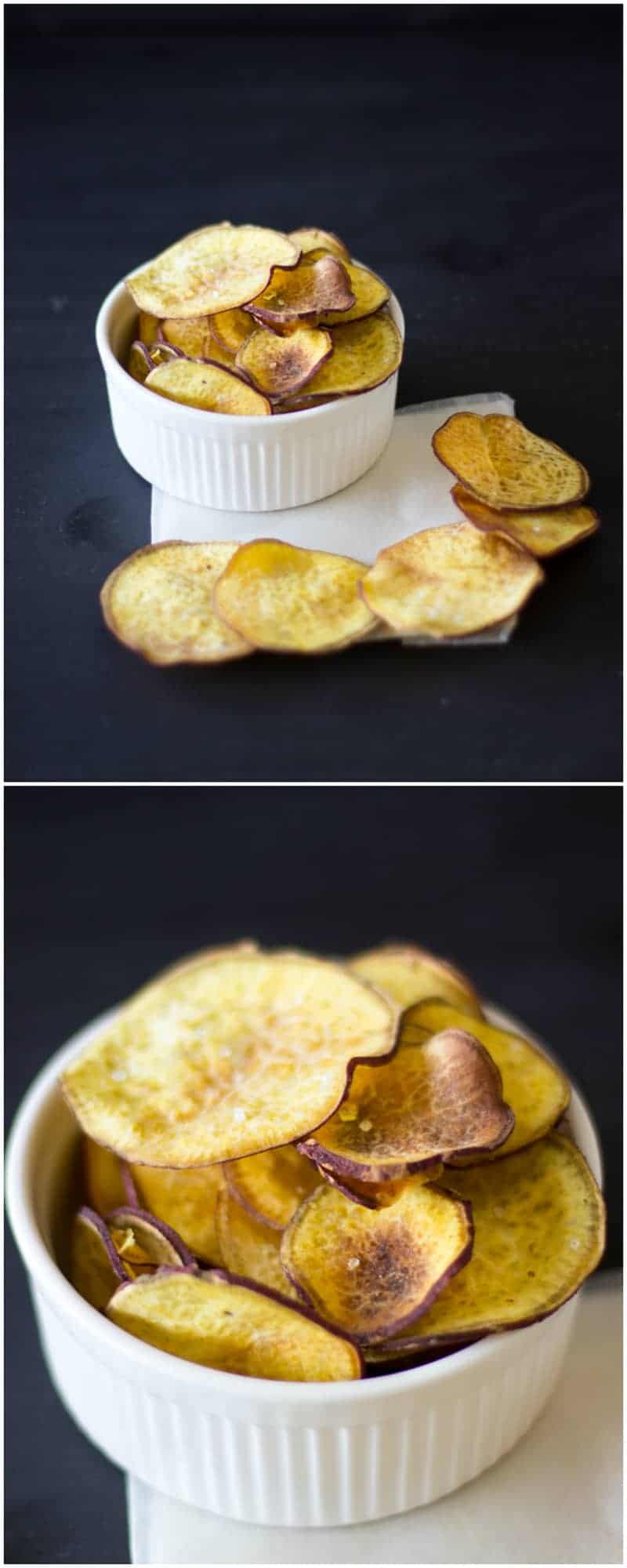 Sweet potato chips in ramekins.