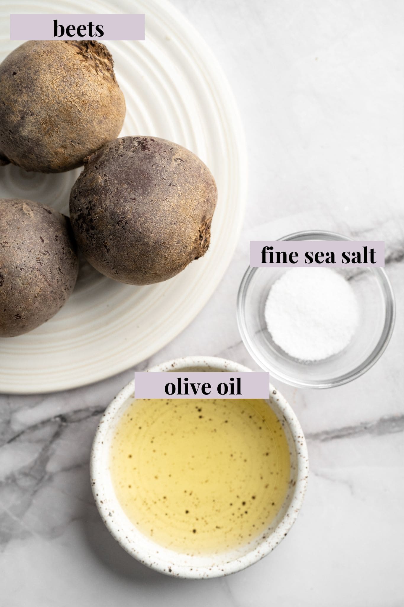 Overhead view of ingredients for beet chips