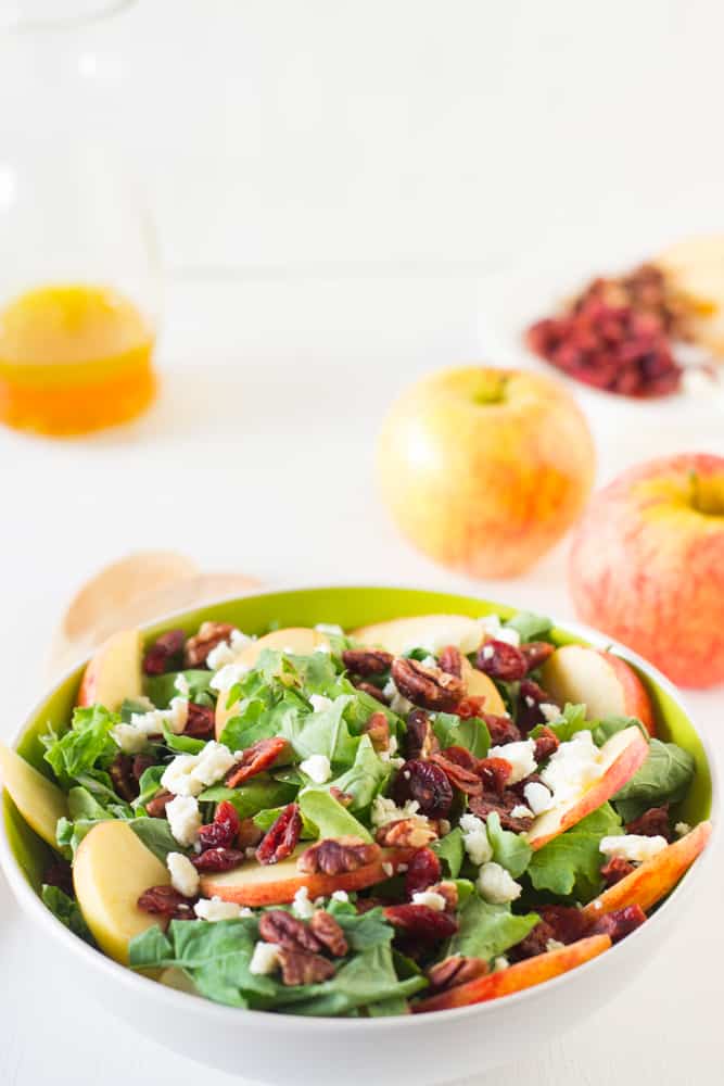 Feta salad in a white bowl. 