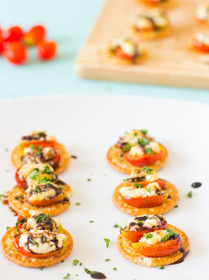 Roasted Tomatoes, Feta and Goat Cheese Bites - Jessica In The Kitchen