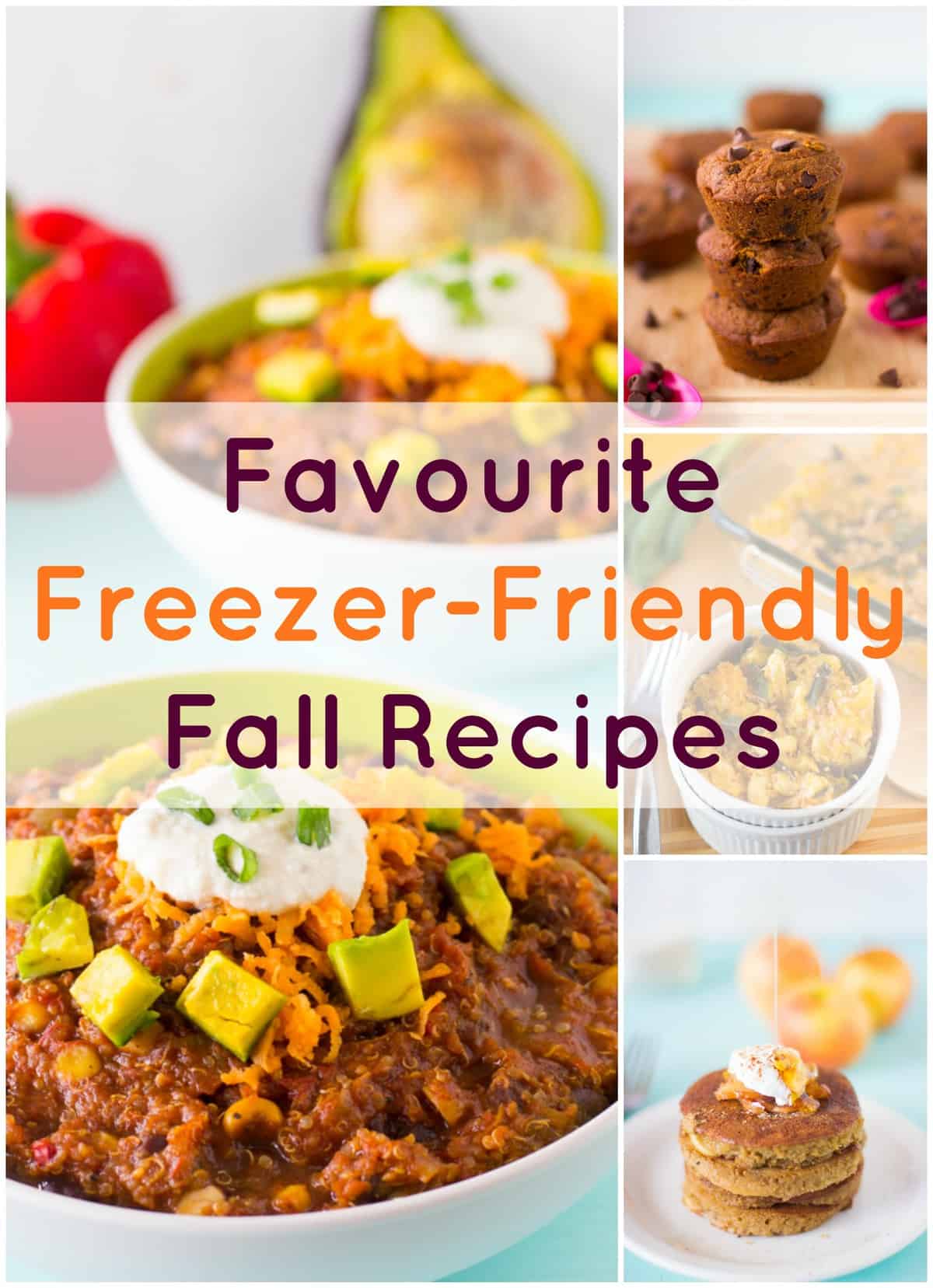 Freezer friendly fall recipes title card.