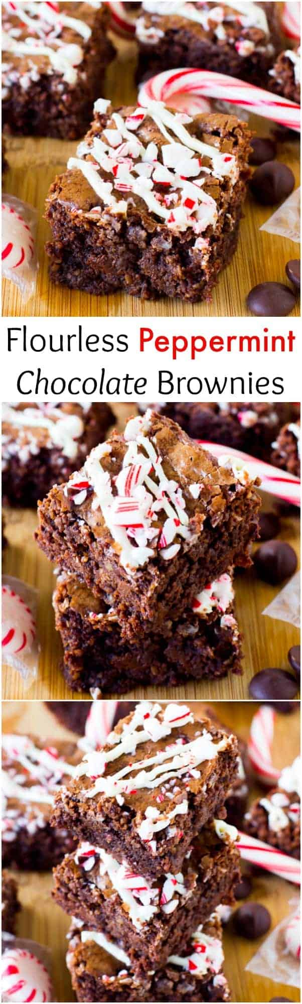 Pinterest pin for peppermint chocolate brownies.