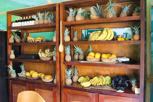 Cabinet full of pineapples. 