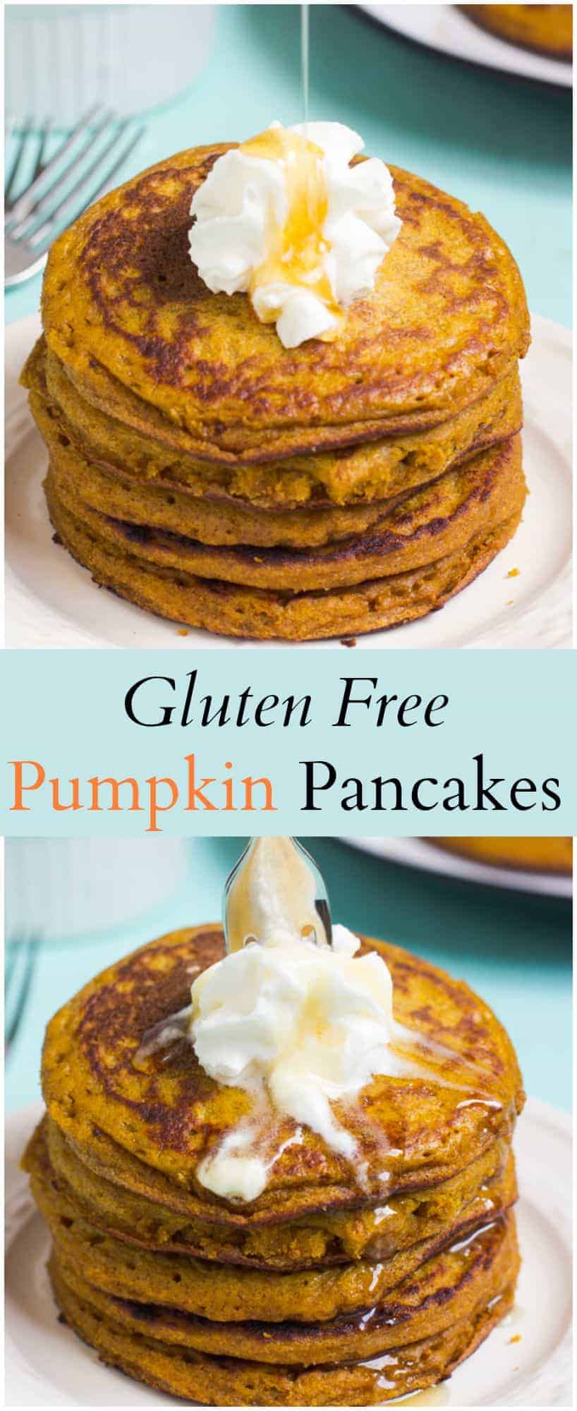 These Gluten Free Pumpkin Pancakes are melt-in-your-mouth pancakes! Light and fluffy, these gluten free pancakes take only 10 minutes to make! via https://jessicainthekitchen.com
