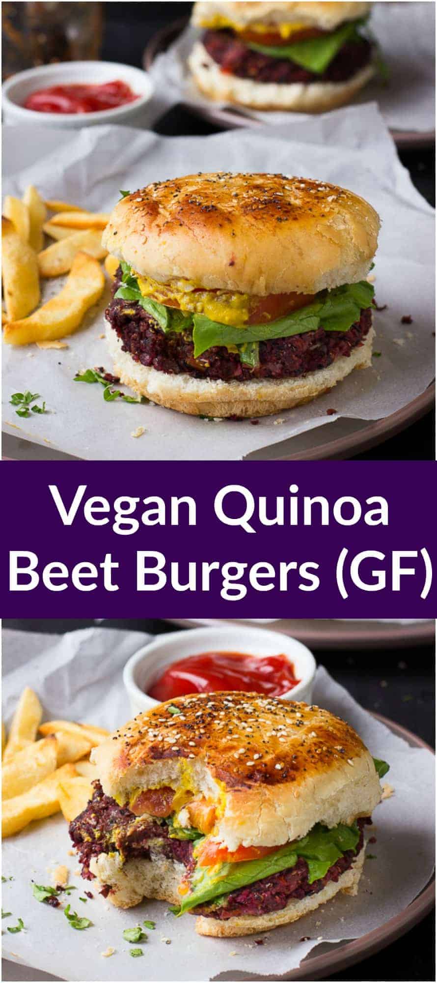 These Vegan Quinoa Beet Burgers are THE best veggie burgers I've ever made! Inspired by my favorite restaurant veggie burger, you'll be sinking your teeth into a flavorful, smoky and mouthwatering veggie burger!