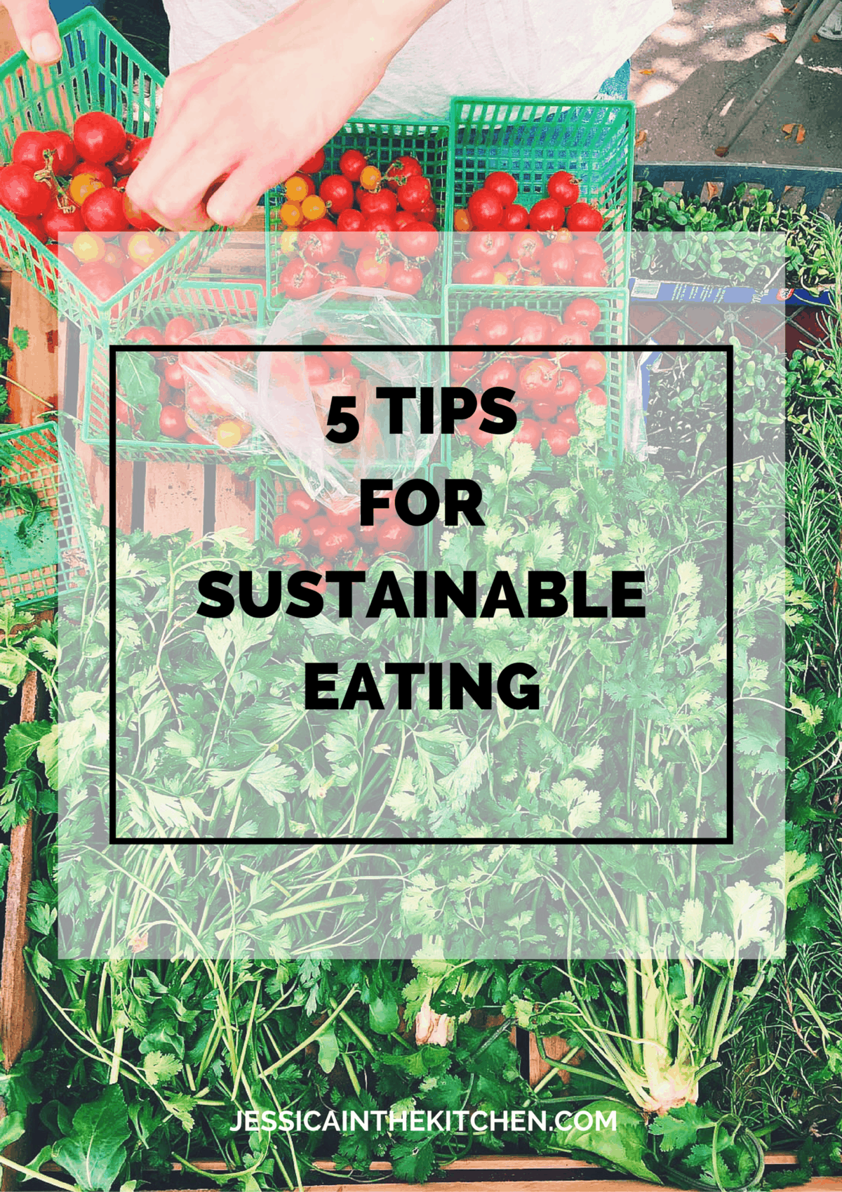 Title card for sustainable eating. 