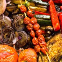 A close up of cooked balsamic grilled vegetables.