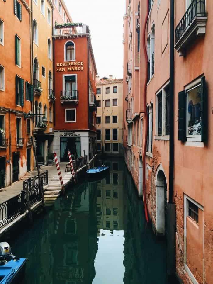 Shot of a canal in venice. 
