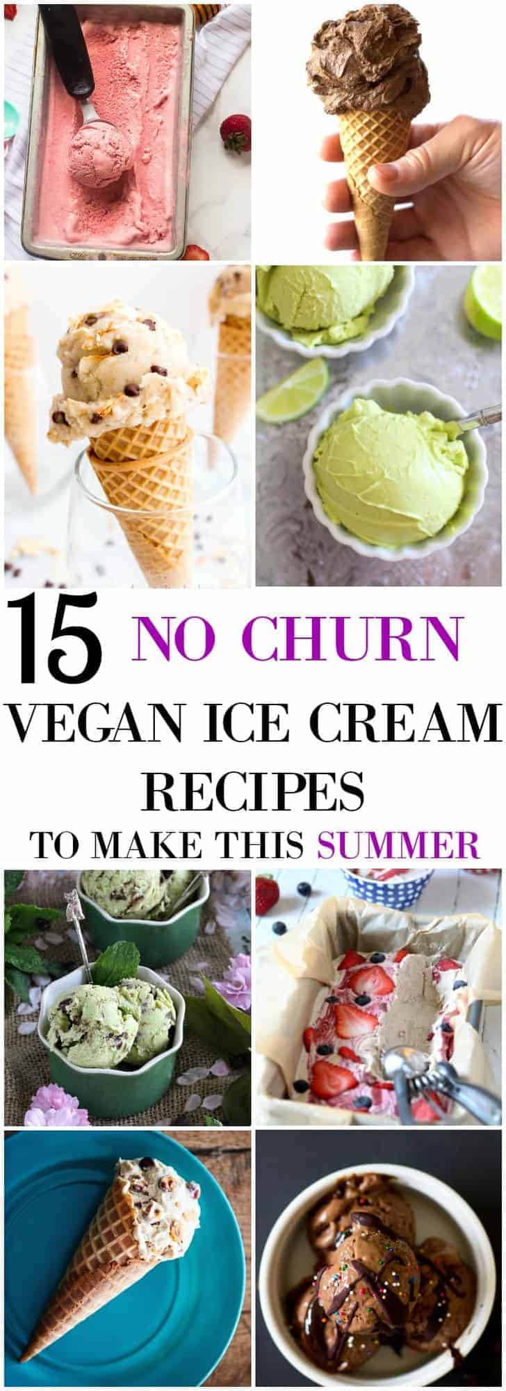 A montage of no churn vegan ice creams. 