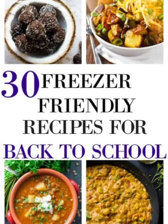 A montage of freezer friendly meals.