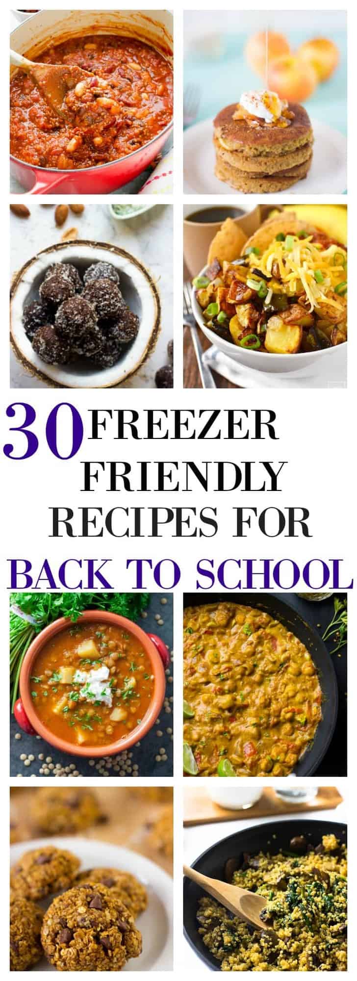 A montage of freezer friendly meals.