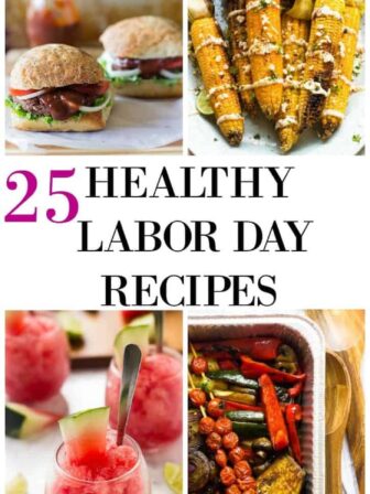 Montage of healthy labor day dishes.