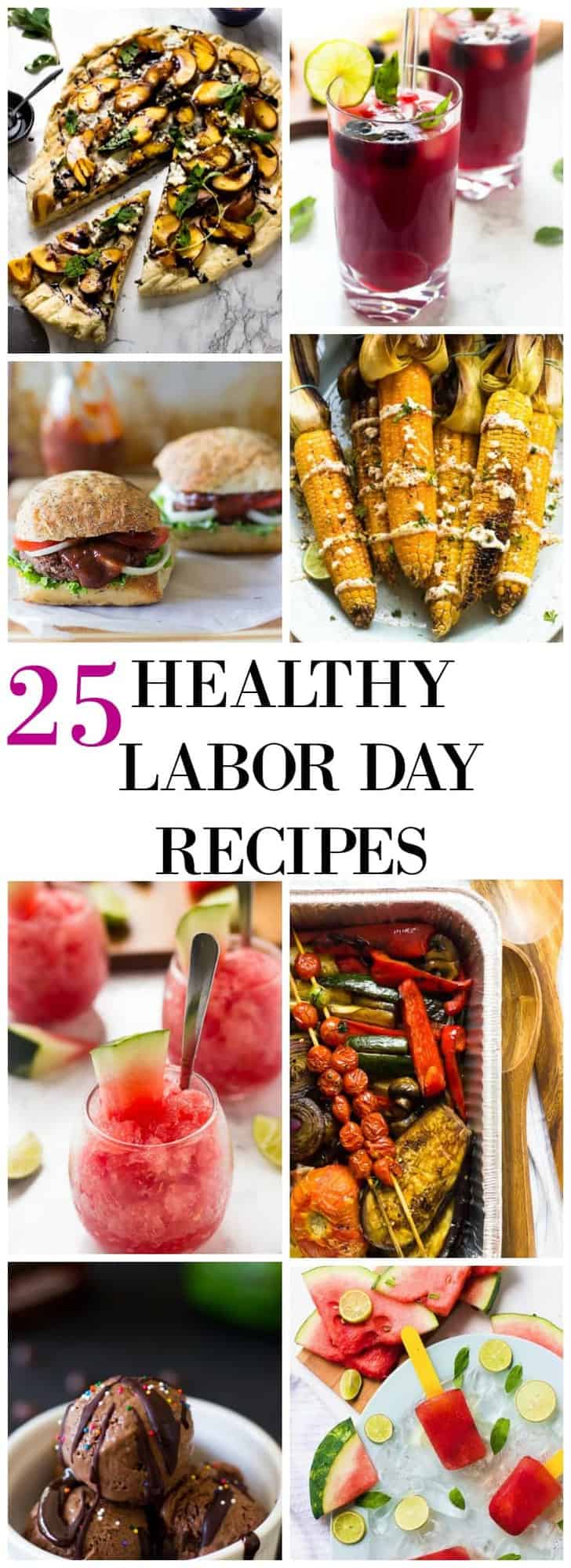 Montage of healthy labor day dishes.