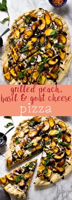 Grilled Peach, Basil and Vegan 