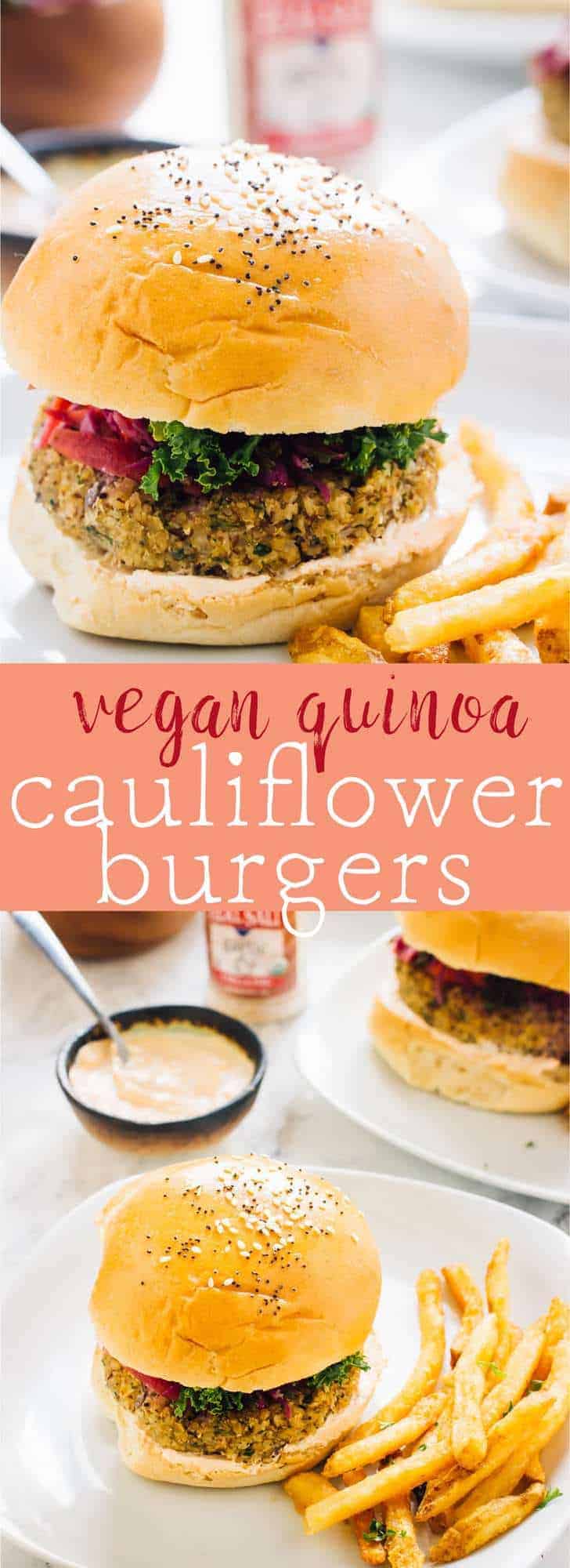 These Vegan Quinoa Cauliflower Burgers have been a HIT every time we make them! They are filling, delicious and so easy to make in large batches! via https://jessicainthekitchen.com