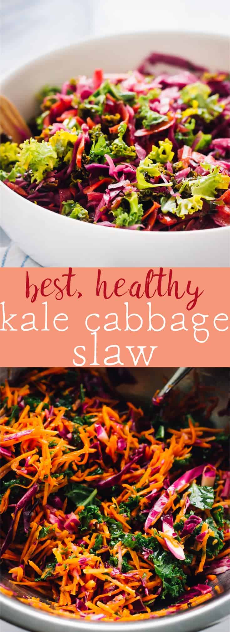 This is the best Kale Cabbage Slaw you'll ever try! It's healthy, just 5 minutes of prep and goes well with everything! via https://jessicainthekitchen.com