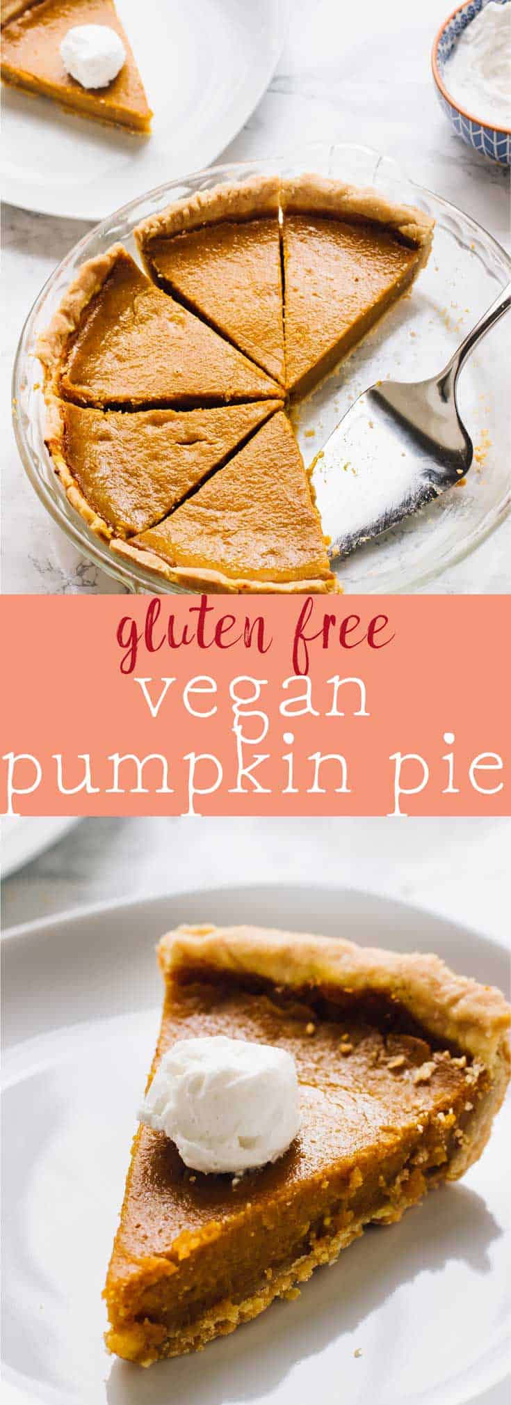This Vegan Pumpkin Pie is made with coconut milk, homemade pumpkin puree and all natural healthy ingredients! It's refined-sugar free, gluten free and bakes JUST like classic pumpkin pie!