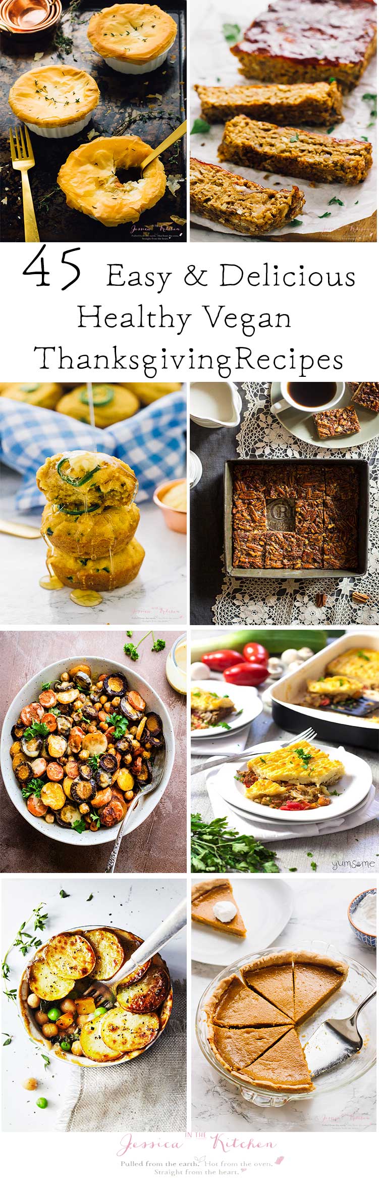 A collage of healthy vegan dishes with text. 