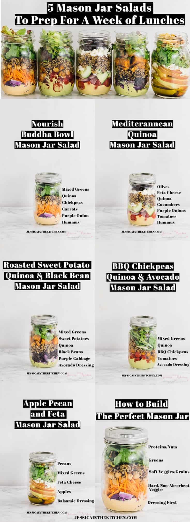 5 Mason Jar Salads To Meal Prep for a Week of Lunches - Jessica in the  Kitchen