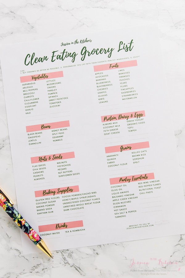 free printable clean eating grocery list reflections of 2016 2017 food philosophy jessica in the kitchen