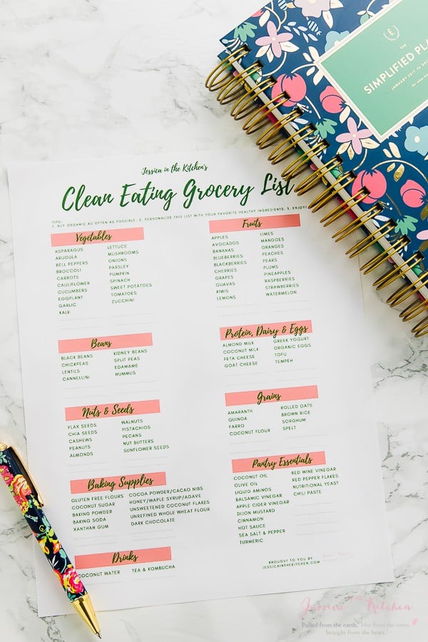 free printable clean eating grocery list reflections of 2016 2017 food philosophy jessica in the kitchen