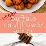 These Vegan Cauliflower Buffalo Wings will blow your tastebuds away!! Coated in a sweet hot garlic buffalo sauce, they are unbelievably addictive and the perfect game day snack!