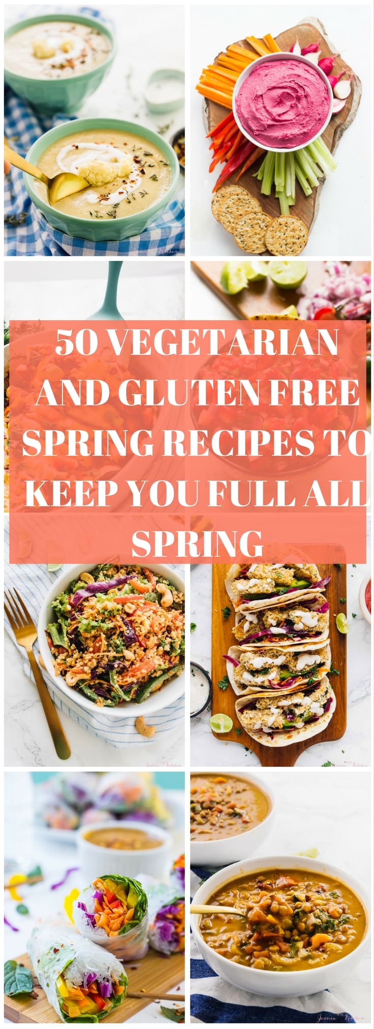 A montage of vegetable and gluten free dishes with text over it.