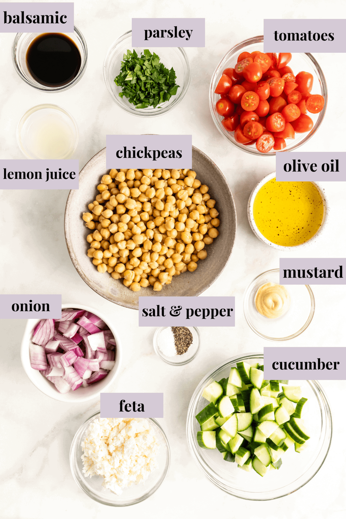 Ingredients for chickpea salad.