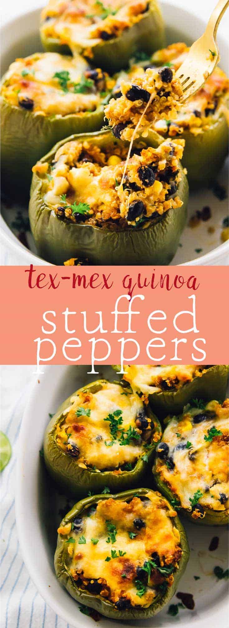 These Easy Quinoa Stuffed Peppers are made Tex-Mex Style! They are very filling, nutritious, and perfect for quick weeknight dinners and meal prep! via https://jessicainthekitchen.com