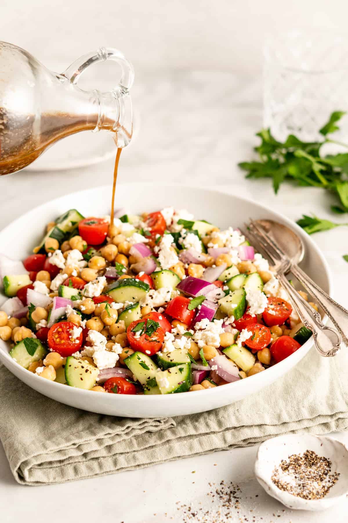 Lunch Meal Prep - Make Ahead Chickpea Orzo Salad - Savor + Savvy