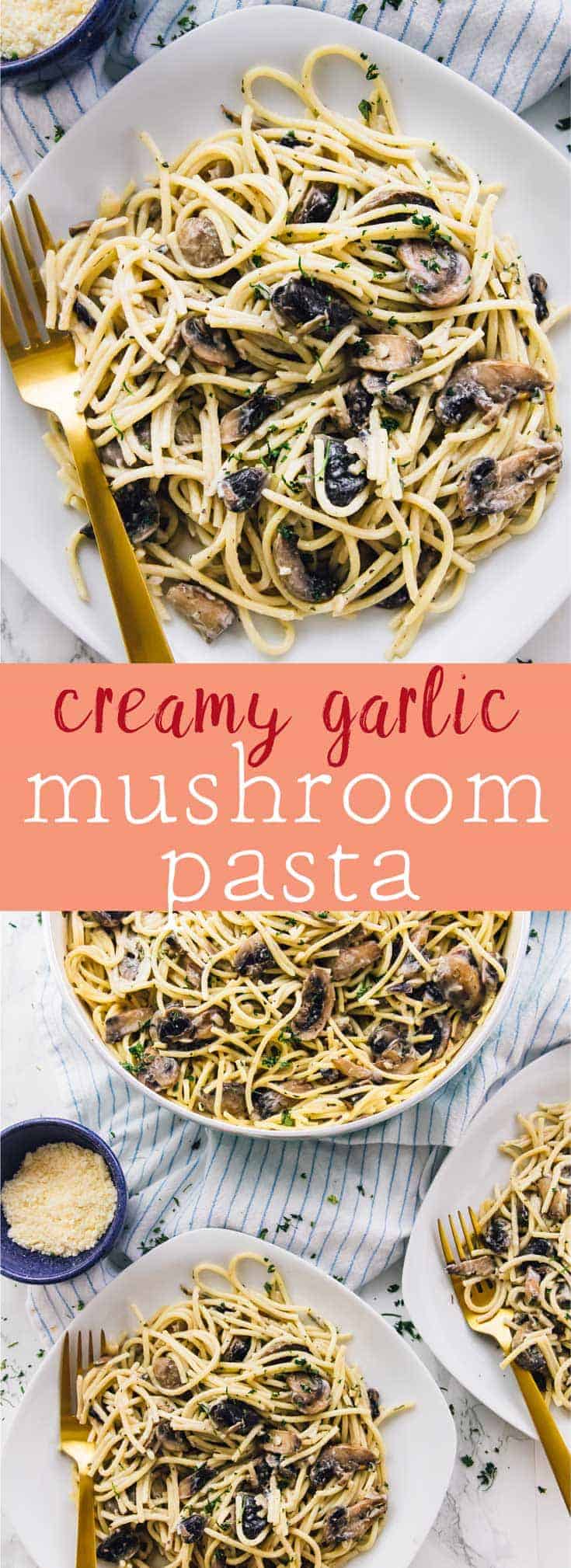 This Creamy Garlic Mushroom Pasta is done in just 30 minutes! It’s absolutely mouthwatering, so easy to make, and makes tons of servings! via https://jessicainthekitchen.com