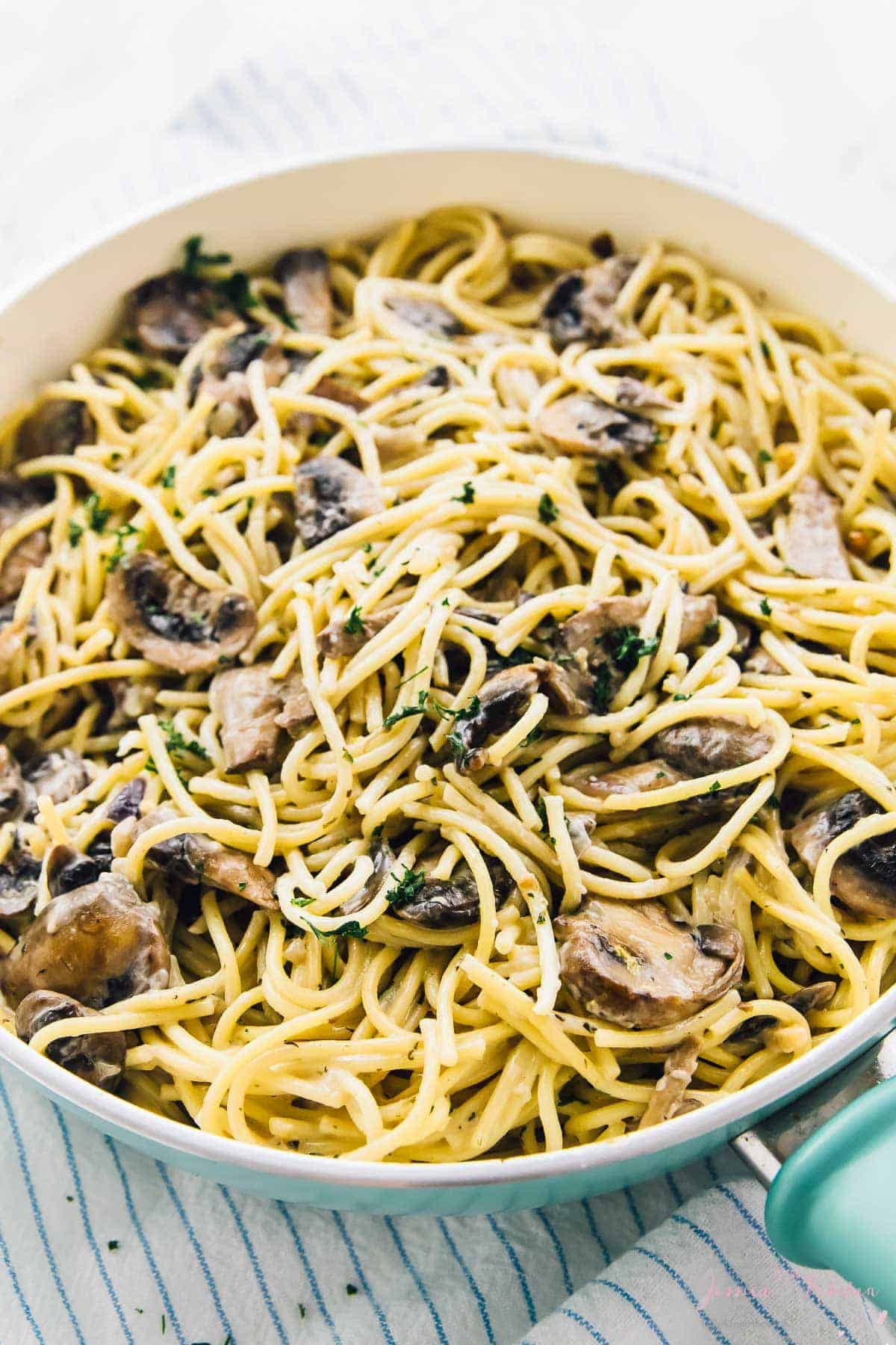 Creamy Garlic Mushroom Pasta (V + GF) - Jessica in the Kitchen