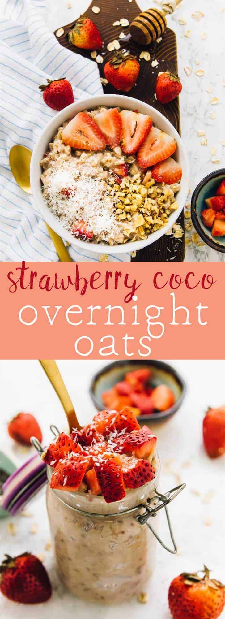 These Strawberry Coconut Overnight Oats are the easiest breakfast ever! They require only 5 minutes of prep and are delicious, filling and so nutritious! They are perfect for meal prep! via https://jessicainthekitchen.com