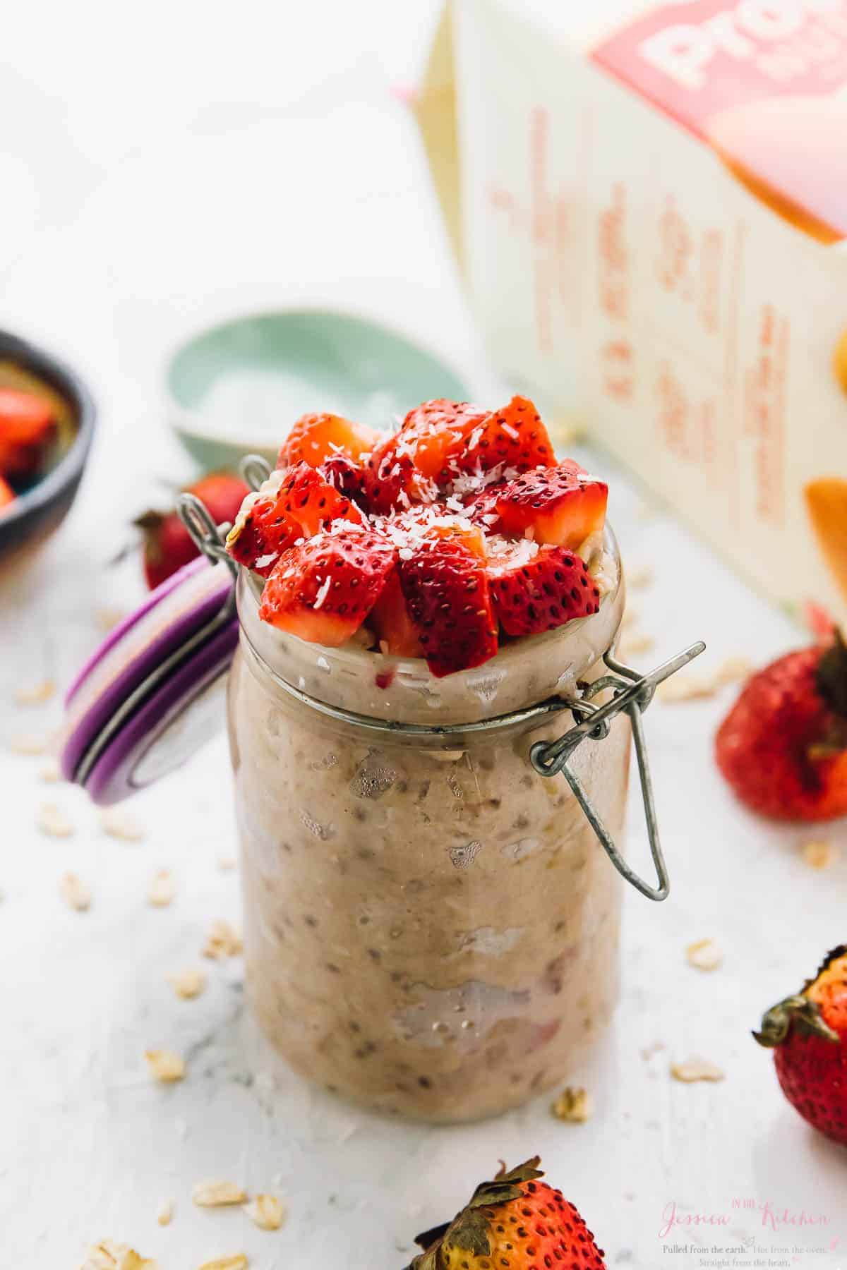 Coconut Strawberry Overnight Oats | Jessica in the Kitchen