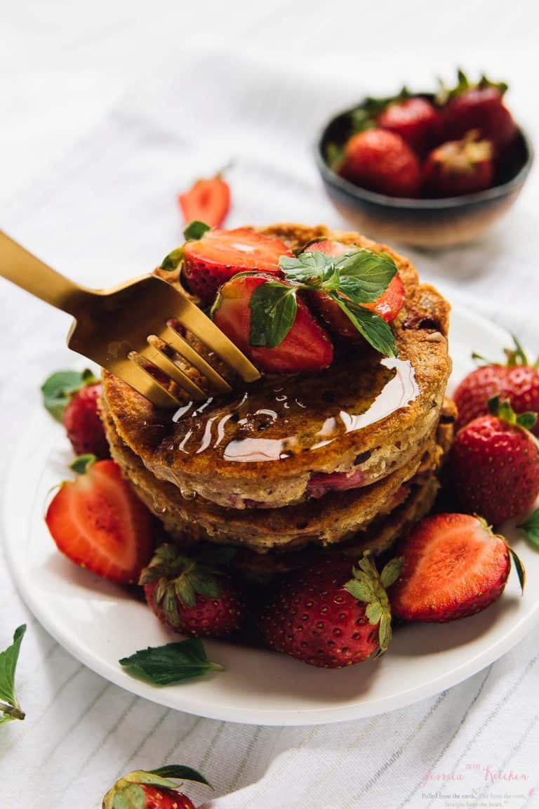 Vegan Gluten-Free Strawberry Pancakes | Jessica in the Kitchen