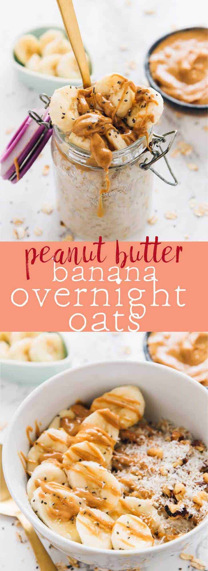 I love how easy these Peanut Butter Banana Overnight Oats are to make! They take 5 minutes to prep, and are made overnight in your fridge! via https://jessicainthekitchen.com 