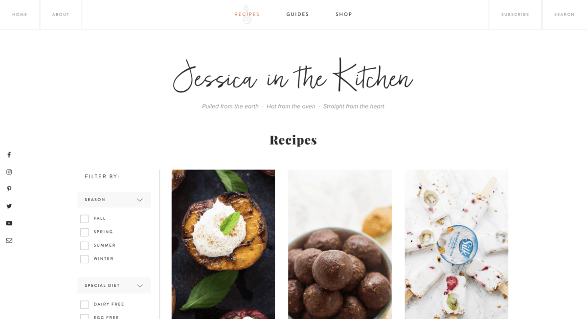Screen grab of jessica in the kitchen website recipe page. 