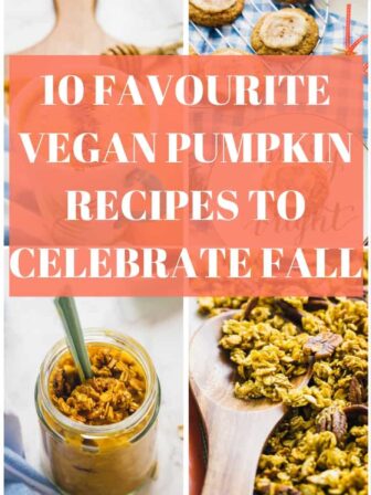 A collection of pumpkin fall recipes with text over them.