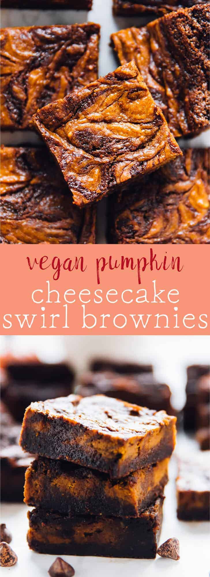 These Vegan Pumpkin Cheesecake Swirl Brownies will amaze your tastebuds and your guests!! They taste fantastic, are gluten free and are so easy to make! via https://jessicainthekitchen.com 