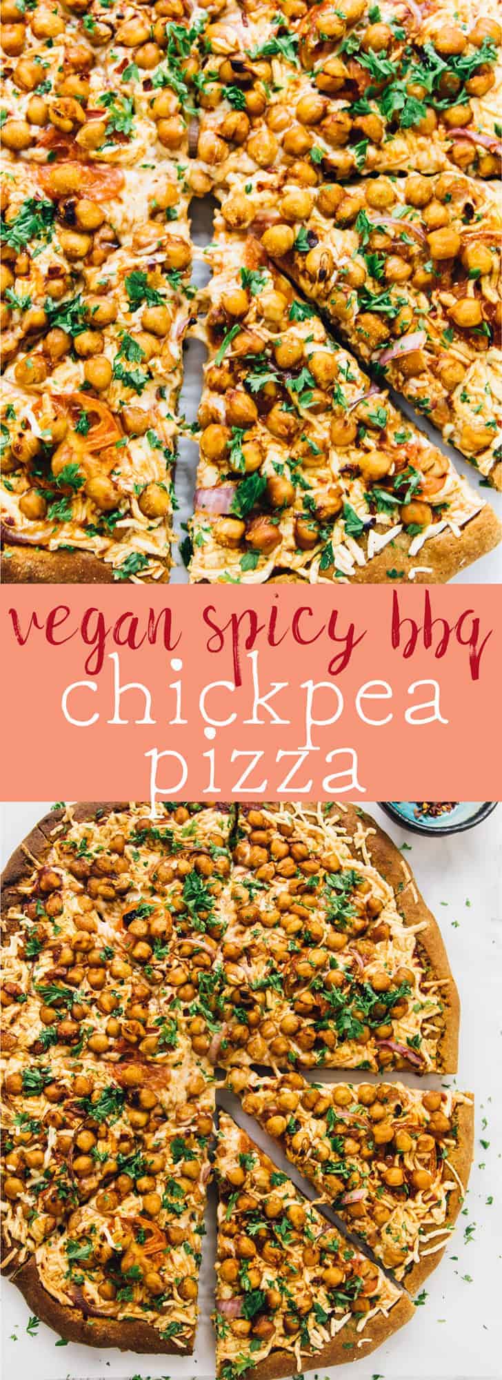 This Vegan Spicy BBQ Chickpea Pizza is a sweet and spicy pizza hit! It's so easy you can make it on a weeknight while adding extra protein to your meal! via https://jessicainthekitchen.com 