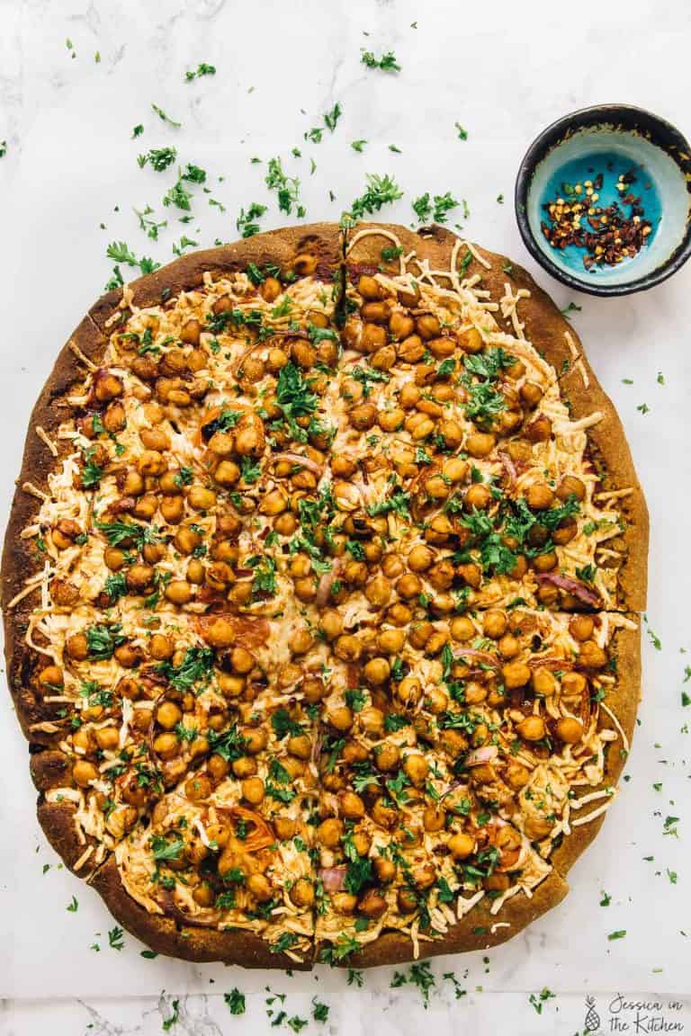 Vegan BBQ Chickpea Pizza Jessica in the Kitchen