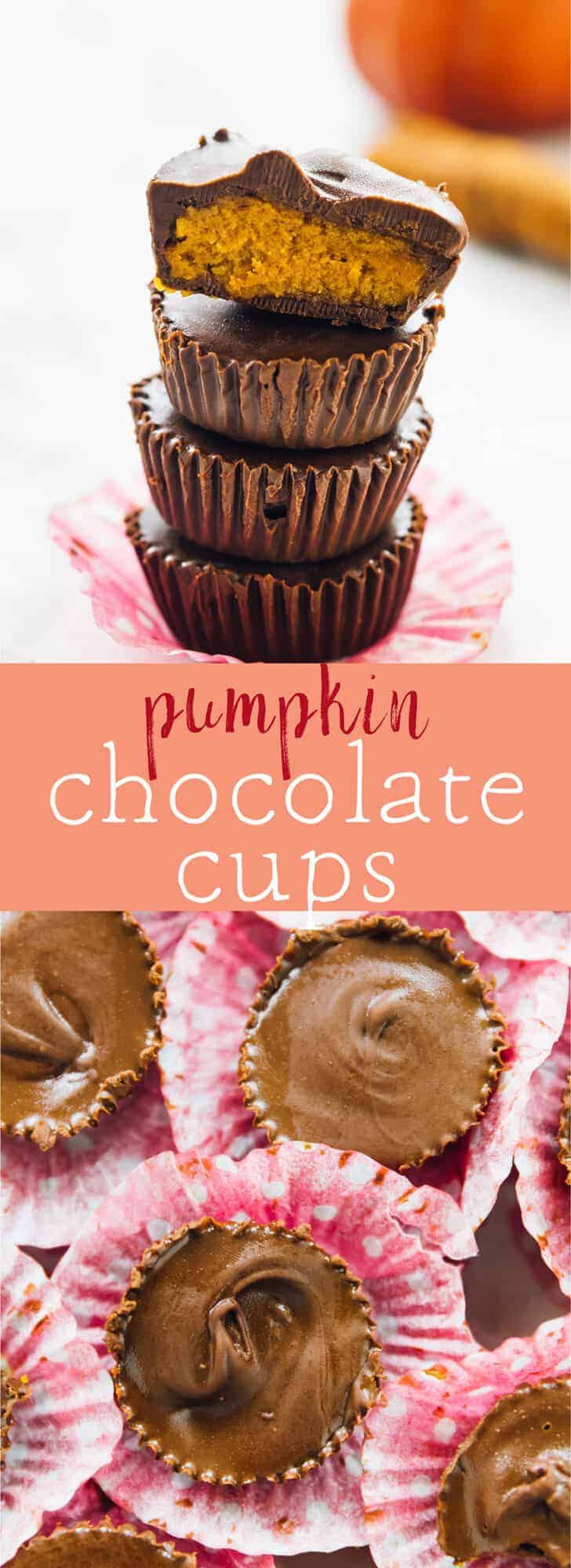 Pinterest image for pumpkin chocolate cups.