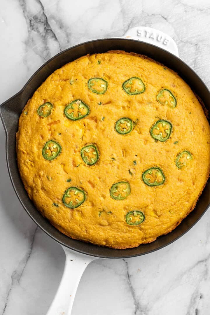 Overhead view of vegan pumpkin cornbread