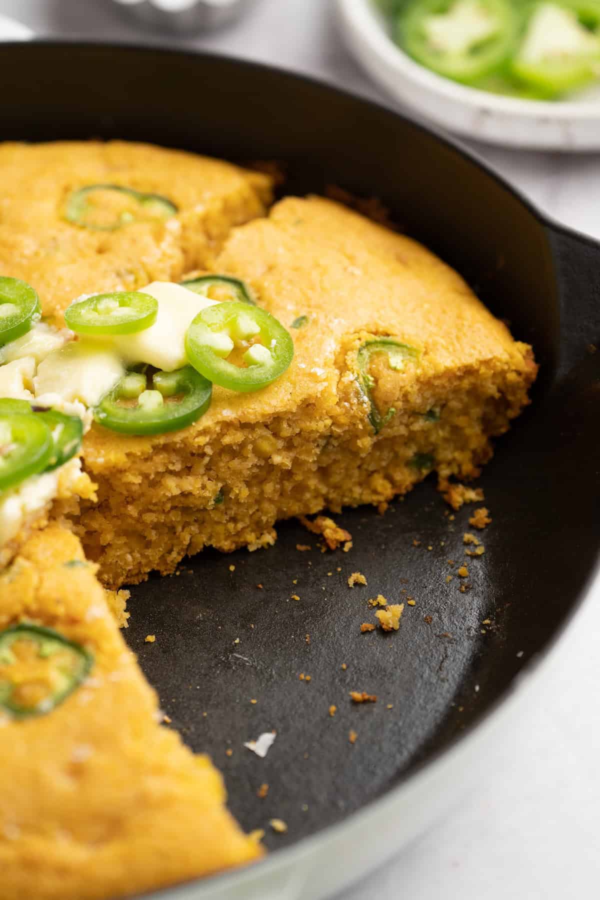 Pumpkin cornbread in skillet