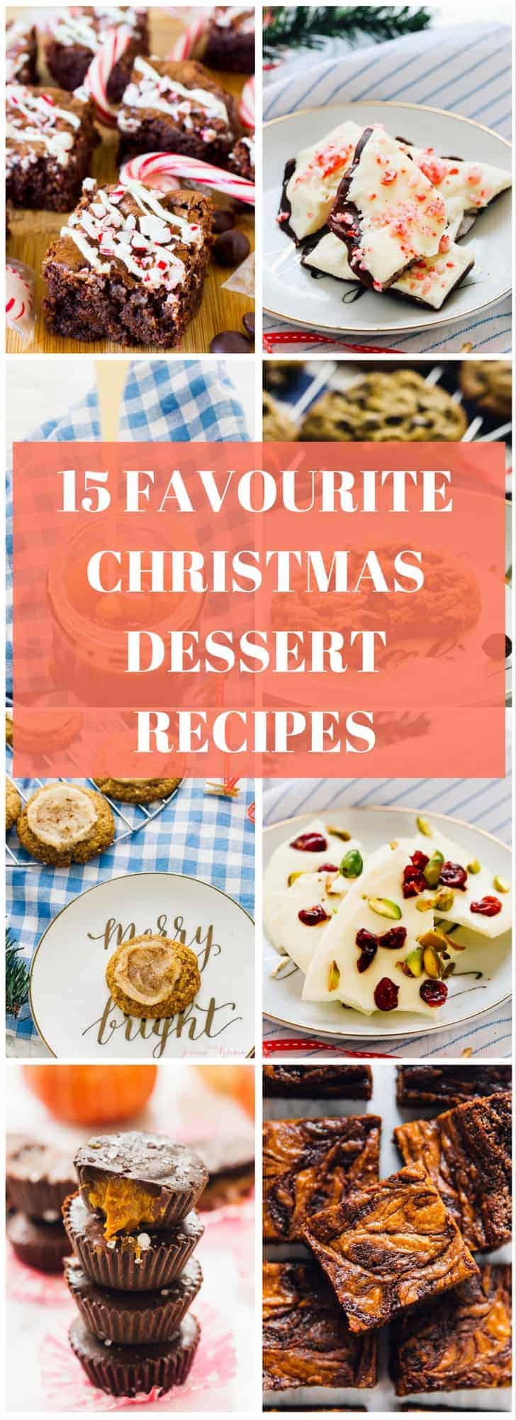 A montage of christmas desserts with text over it. 