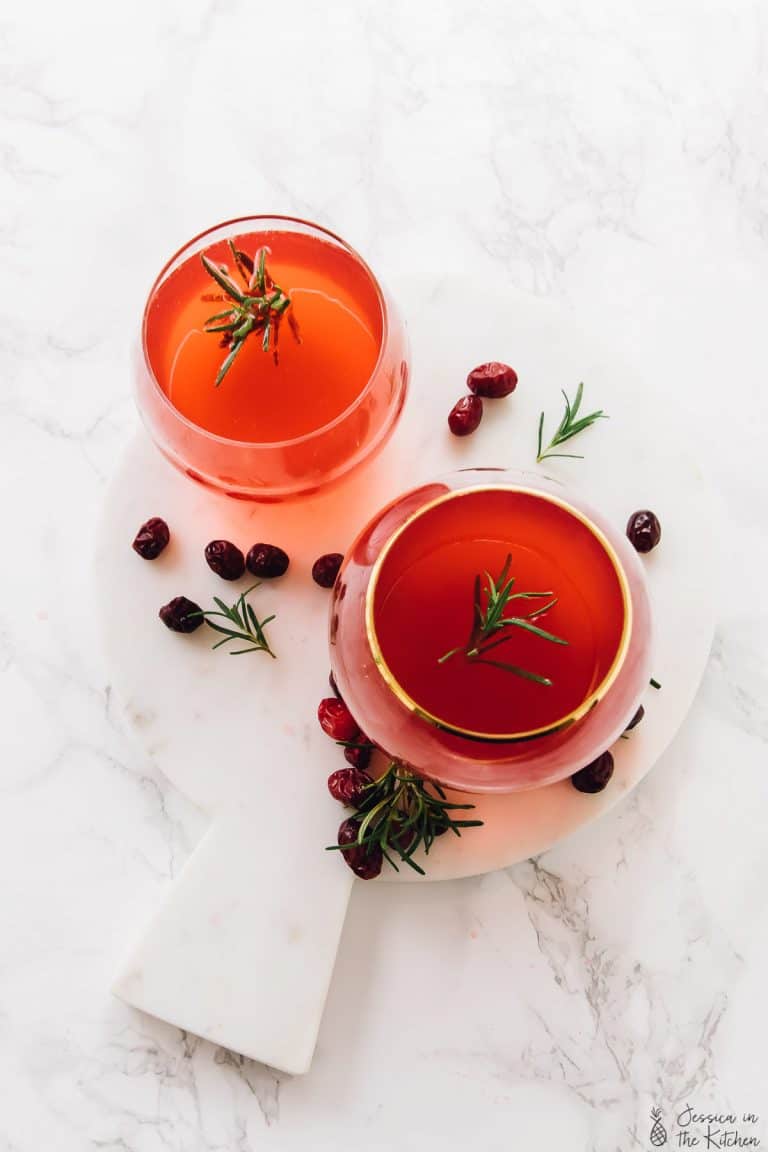 Winter Cranberry Gin Fizz Cocktail (With CranRosemary Infused Simple