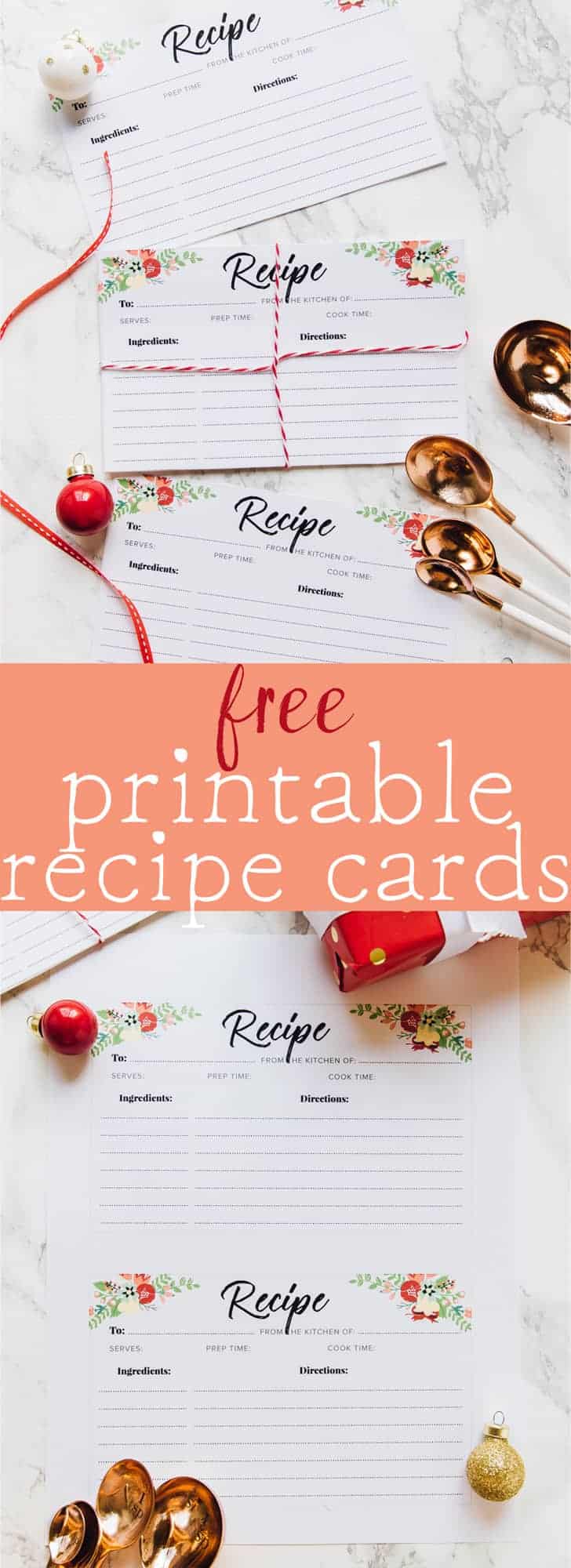 Here are free printable recipe cards for you! You can use them in your own kitchen, or even make a food gift and gift a friend with the recipe! Enjoy! via https://jessicainthekitchen.com